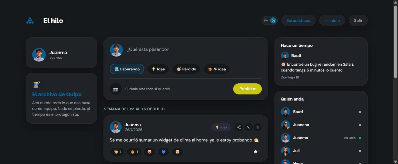 El hilo, el feed interno de comunicación del equipo en Nodo